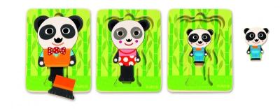 Pussel i tre lager med familjen Panda