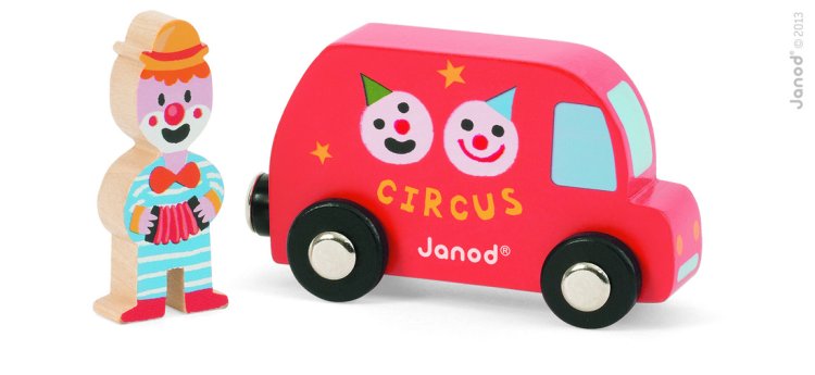(bild för) Clown med cirkusbil - Klicka på bild för att stänga