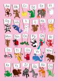 Bokstavsplansch med djur (rosa) 50x70
