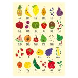 (bild för) Bokstavsplansch med frukt och grönsaker 50x70